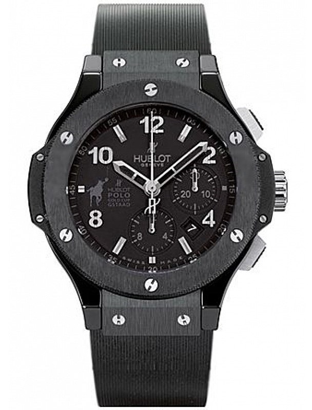 Hublot Big Bang Polo Club Gstaad, a limited series of 250 pieces. Black ceramic chronograph featuring the Gstaad tournament logo on its dial.