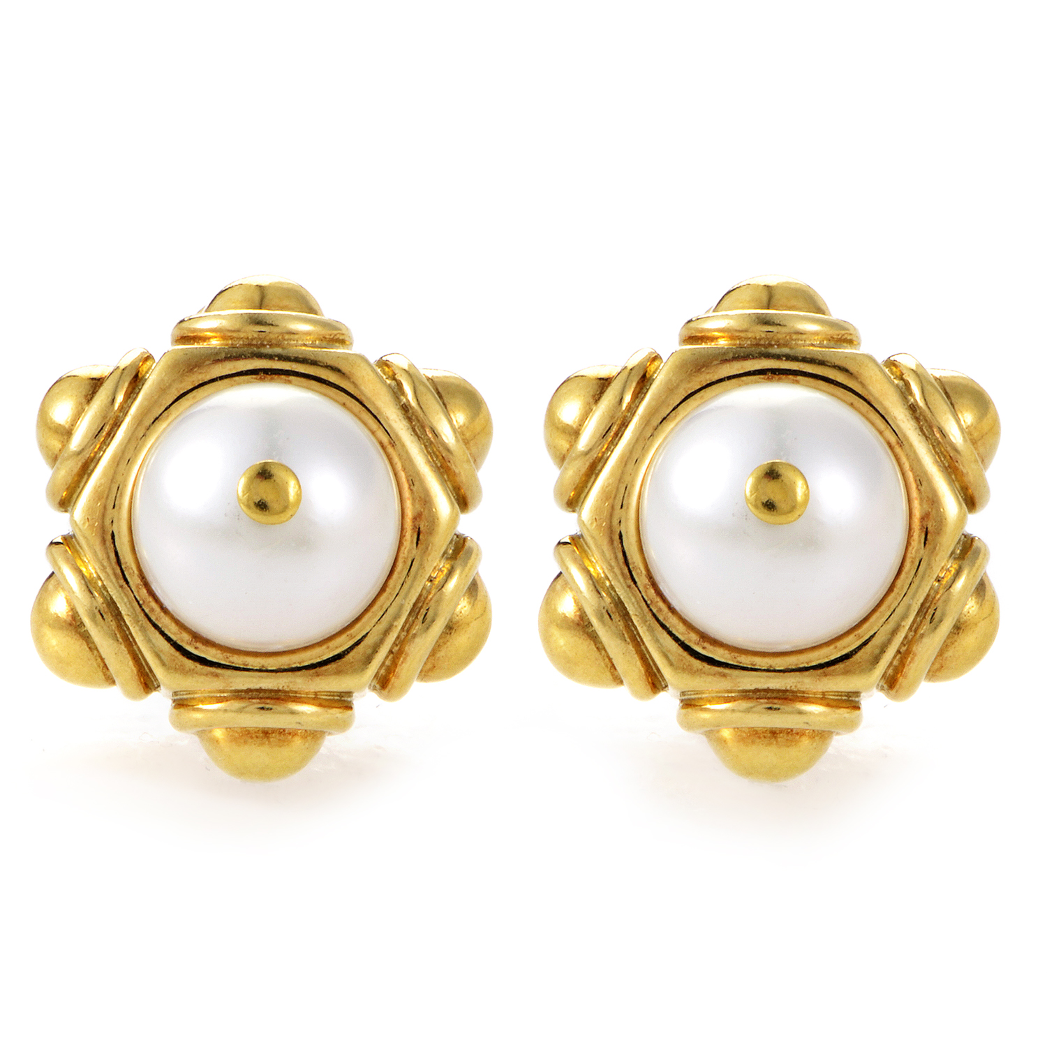 Estate Bvlgari 18K Yellow Gold Pearl ClipOn Earrings Luxury Bazaar