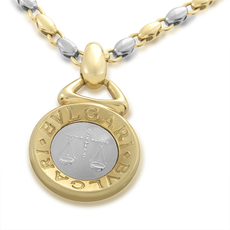 Jewelry Estate Bvlgari 18K Yellow  White Gold Zodiac Libra Pendant ...