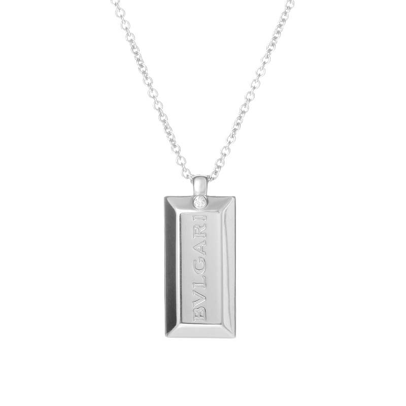 Home Jewelry Bvlgari 18K White Gold Dog Tag Necklace CN851939