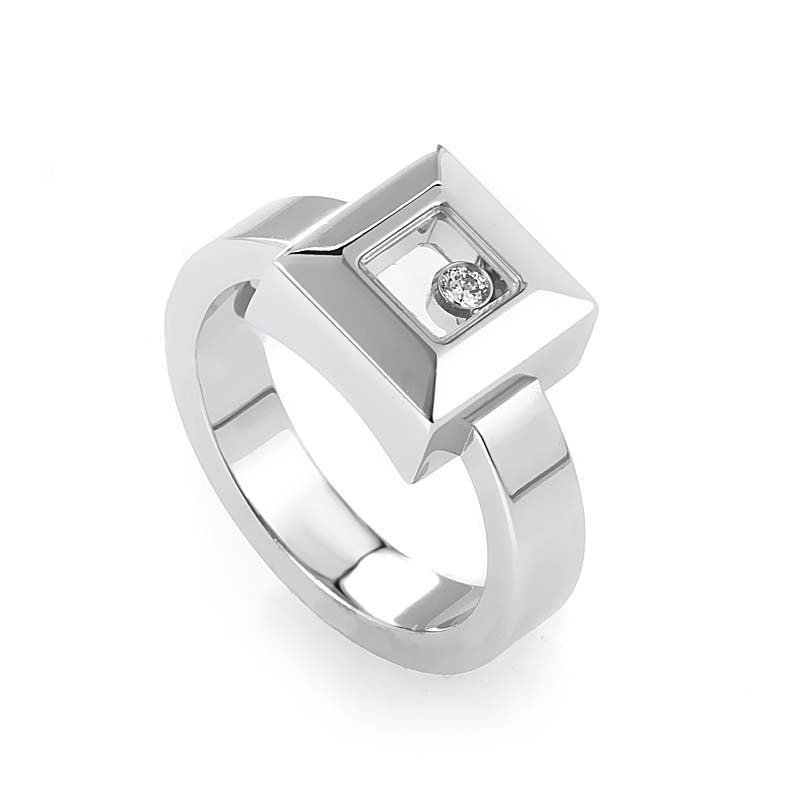 Chopard 18K White Gold Happy Diamonds Square Floating Diamond Ring