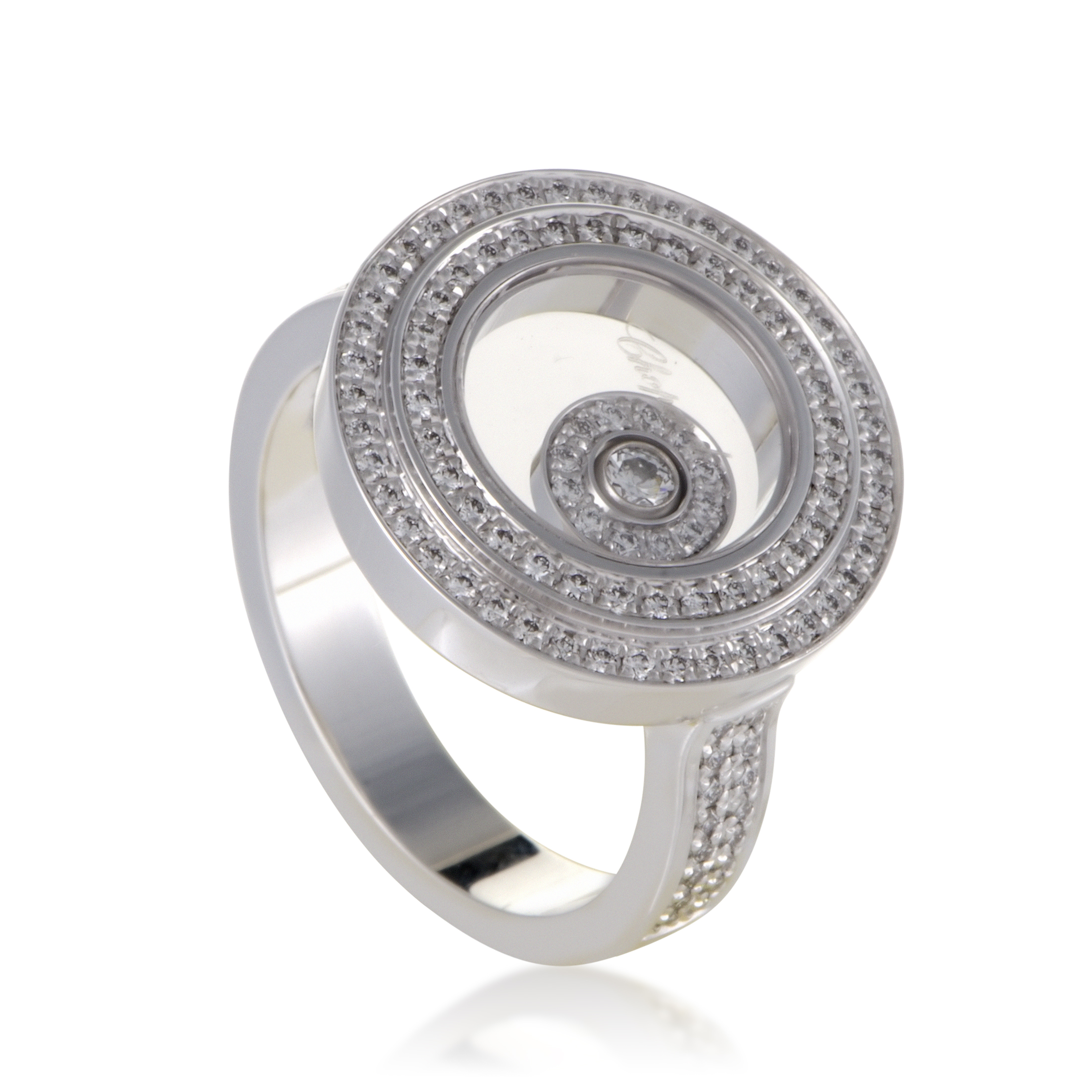 Chopard Happy Diamonds 18K White Gold Full Diamond Pave Floating