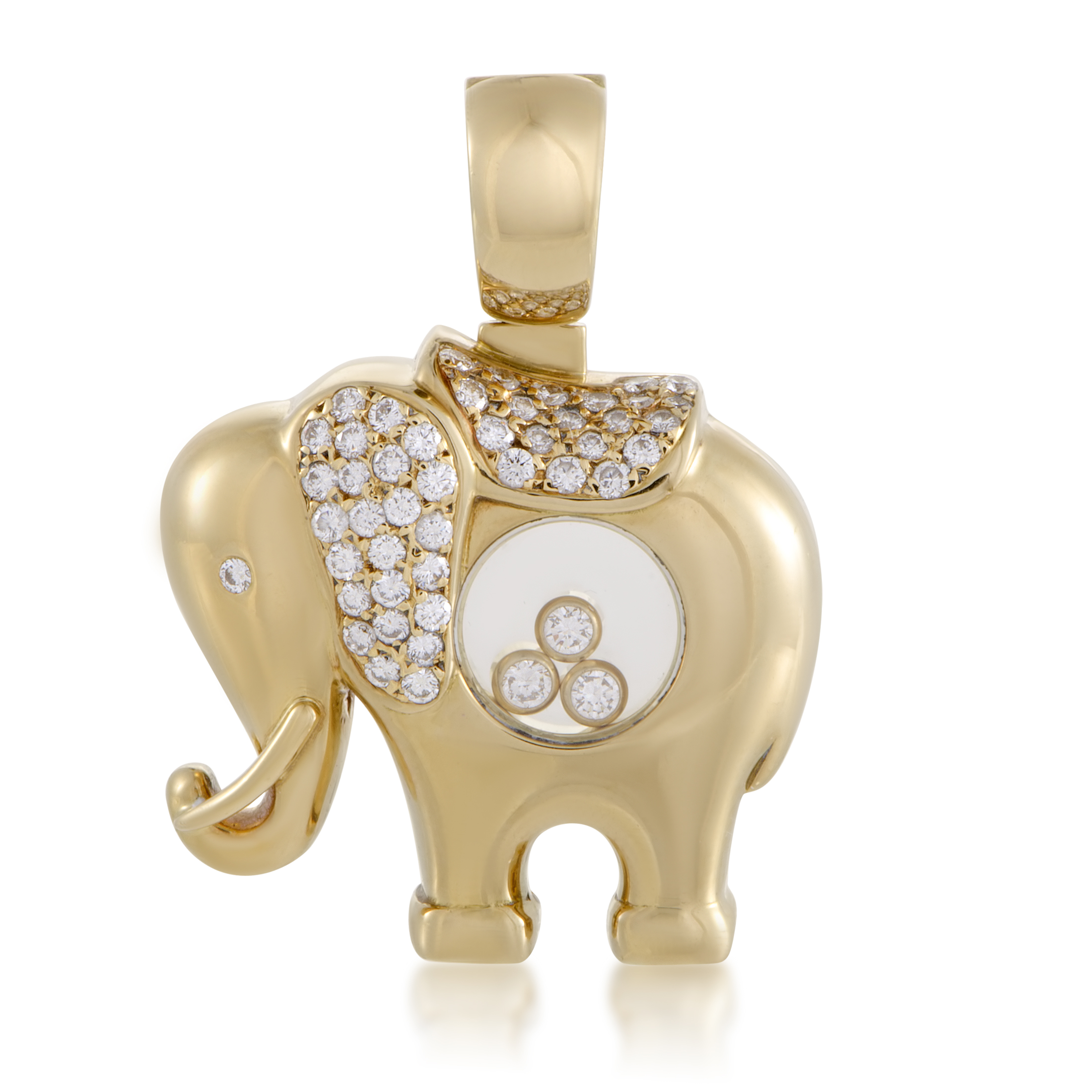 Estate Chopard Women Happy Diamonds 18K Yellow Gold Diamond Elephant
