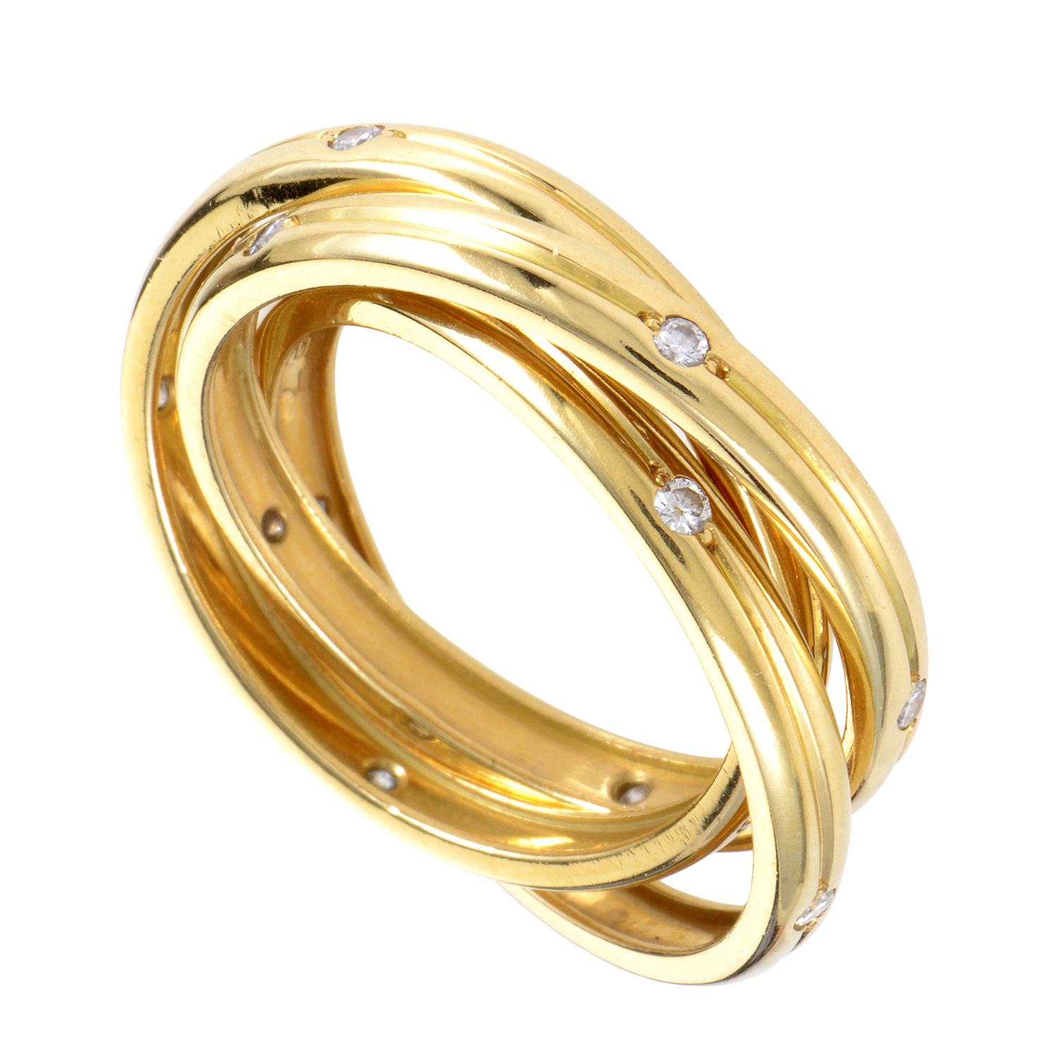 Cartier Trinity Womens 18K Yellow Gold Diamond Three Band Ring