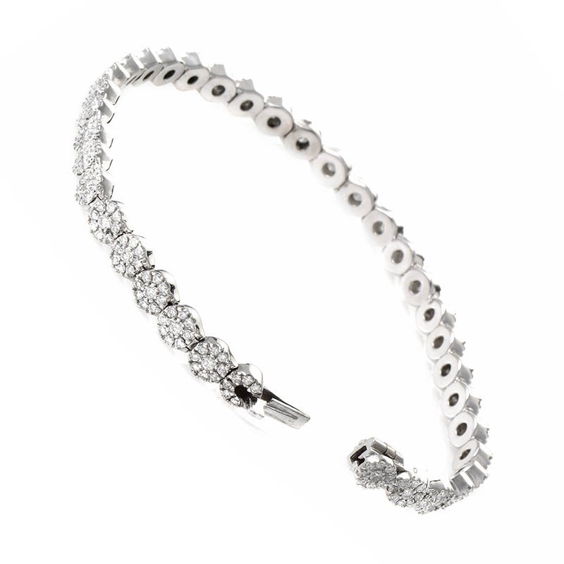 Details about Damiani 18K White Gold Diamond Daisy Bracelet