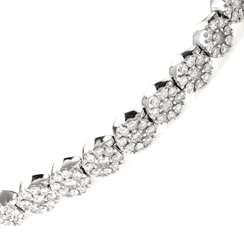 Details about Damiani 18K White Gold Diamond Daisy Bracelet