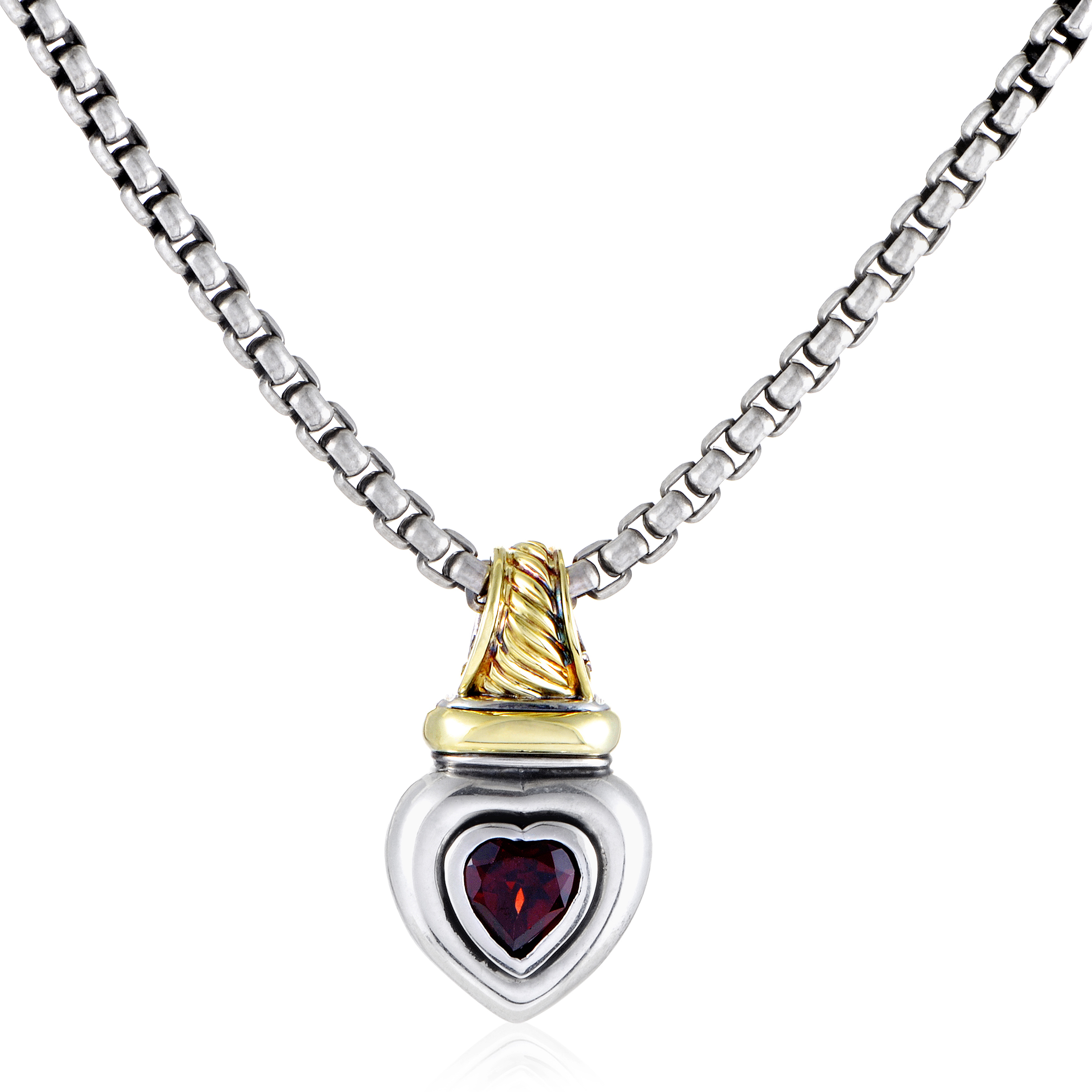 David Yurman Women's Silver & 14K Yellow Gold Heart Pendant Necklace eBay