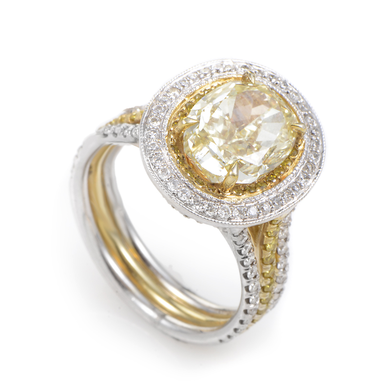 ... Gregg Ruth 18K Multi-Gold Light Fancy Yellow Diamond Engagement Ring