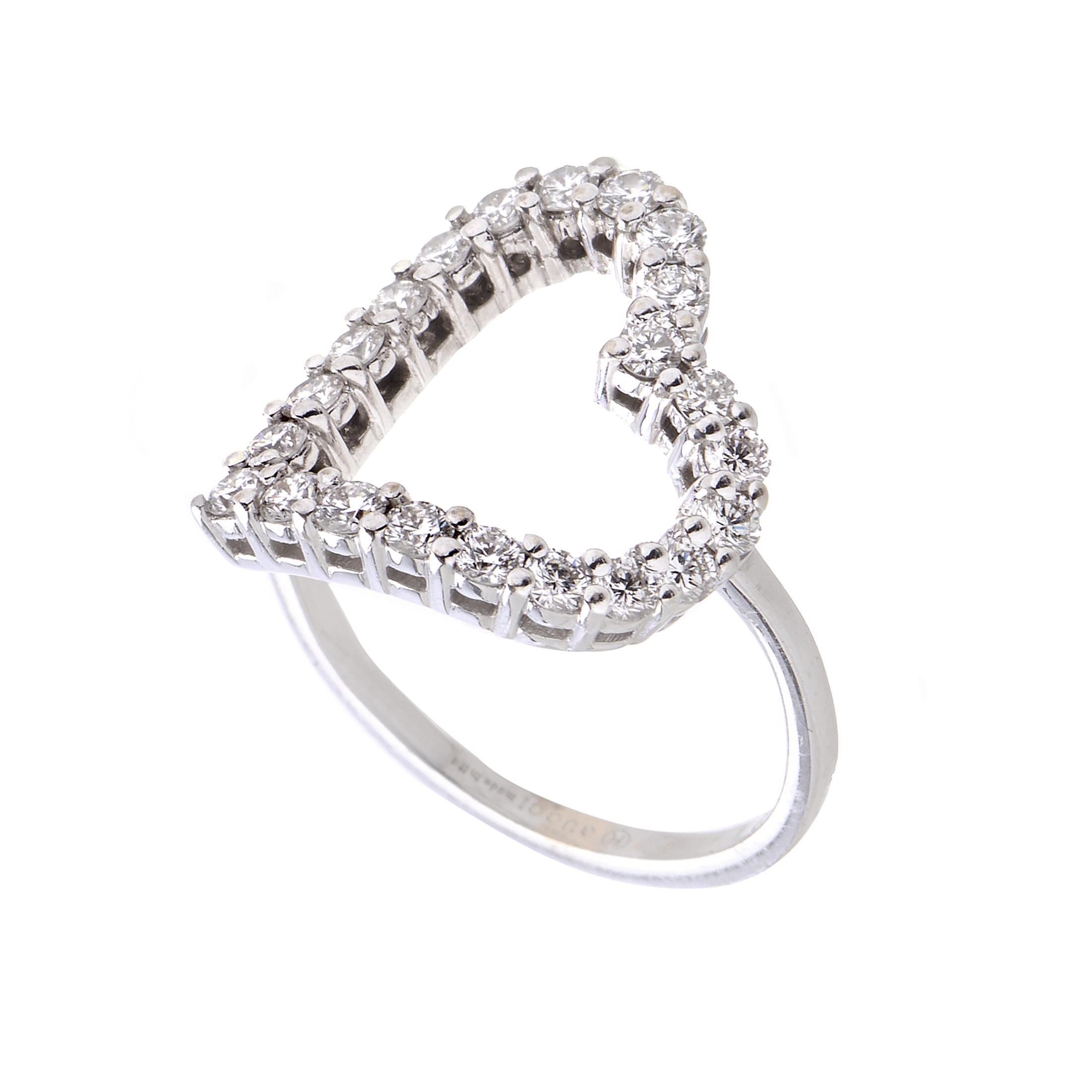 Gucci Women's 18K White Gold Diamond Heart Ring eBay