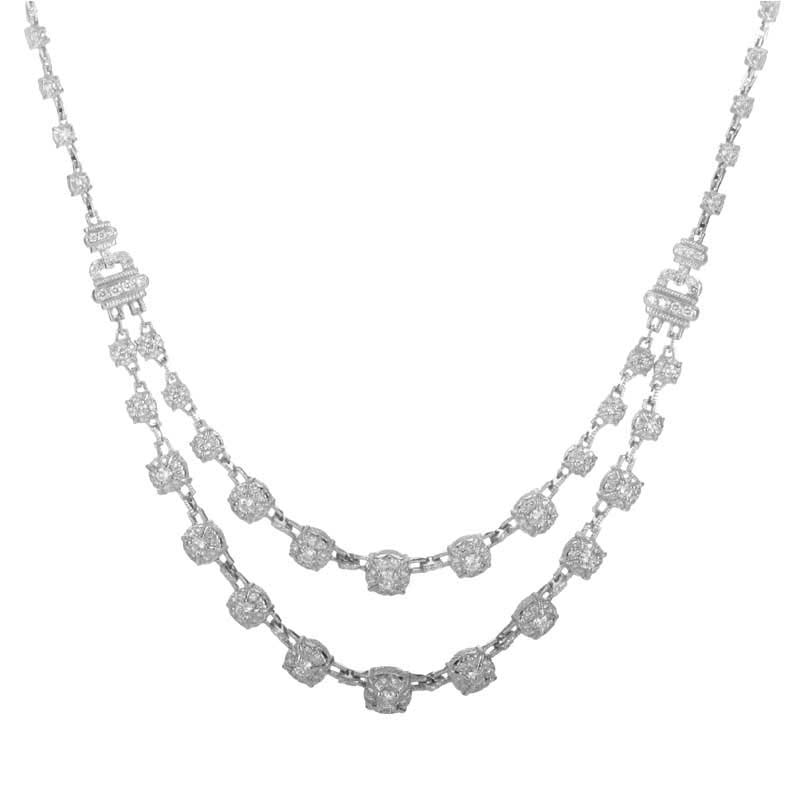 Judith Ripka 18K White Gold Diamond Double Strand Necklace