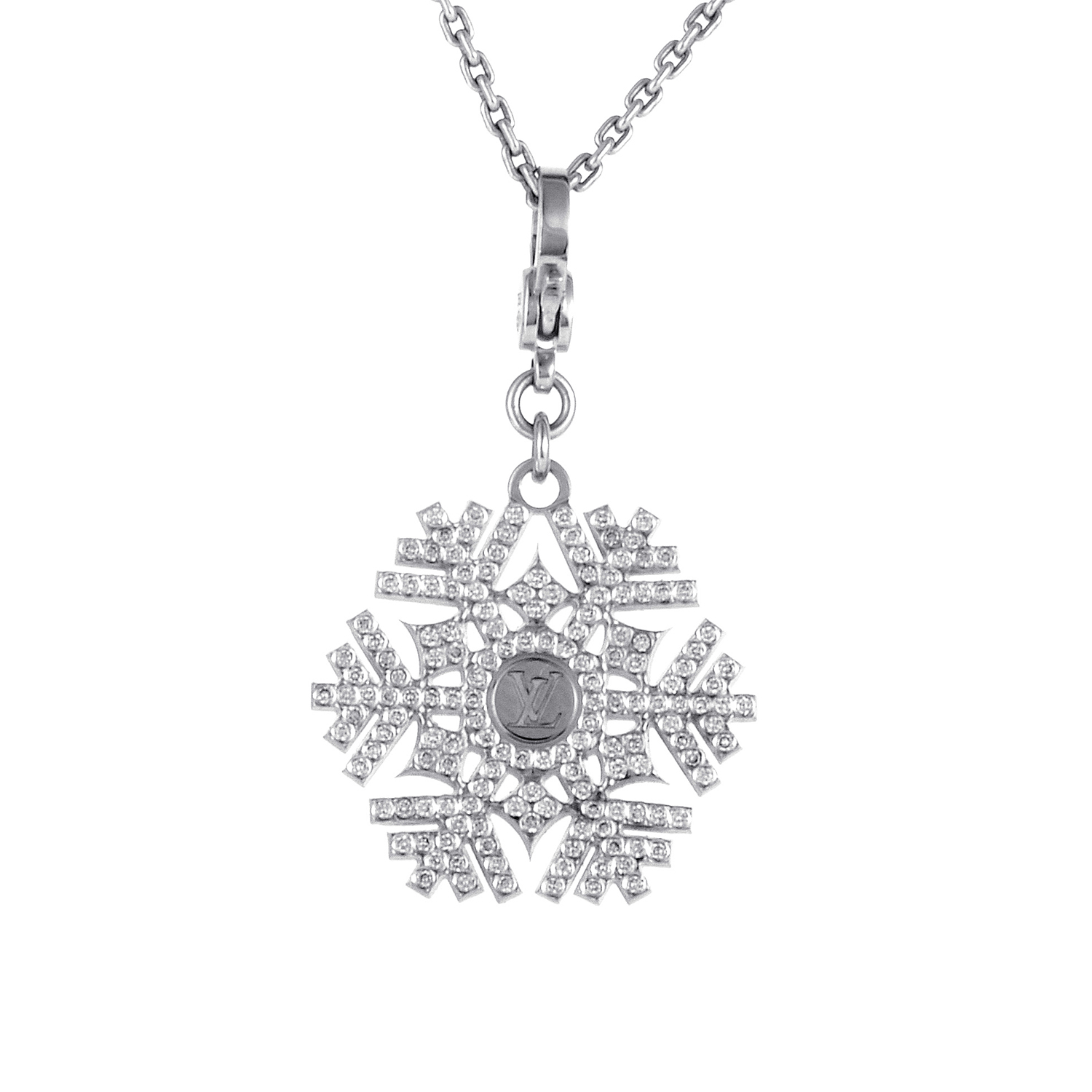 Louis Vuitton 18K White Gold Diamond Snowflake Pendant Necklace | eBay