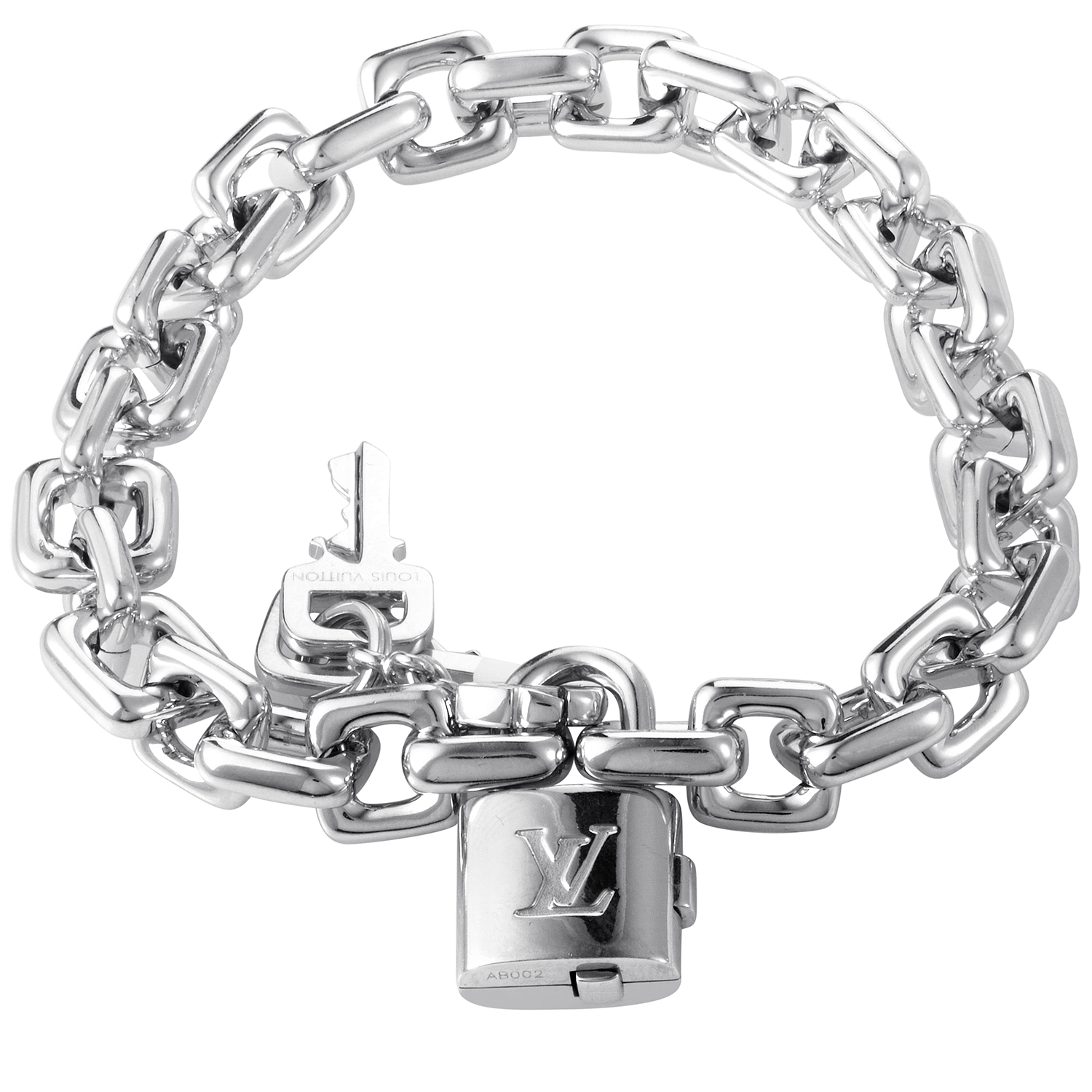 Louis Vuitton 18K White Gold Lock Link Bracelet | eBay