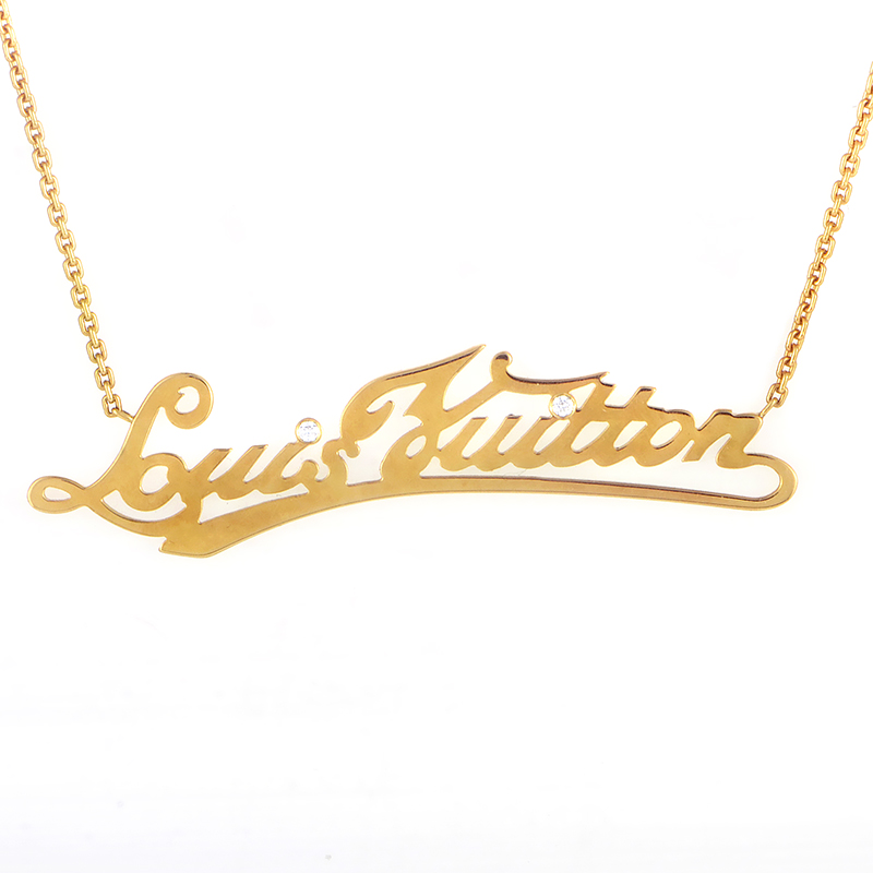 Louis Vuitton 18K Yellow Gold Diamond Signature Necklace | eBay