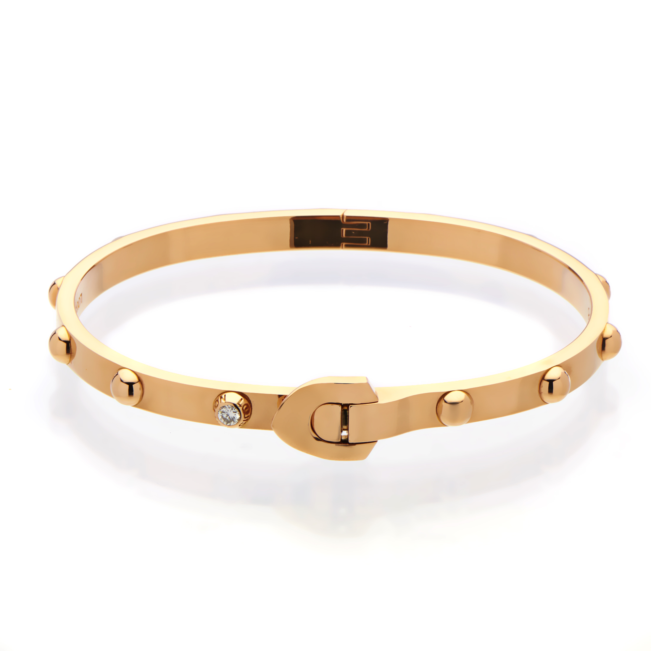 Louis Vuitton Womens 18K Rose Gold Diamond Bangle Bracelet Size 18 | eBay