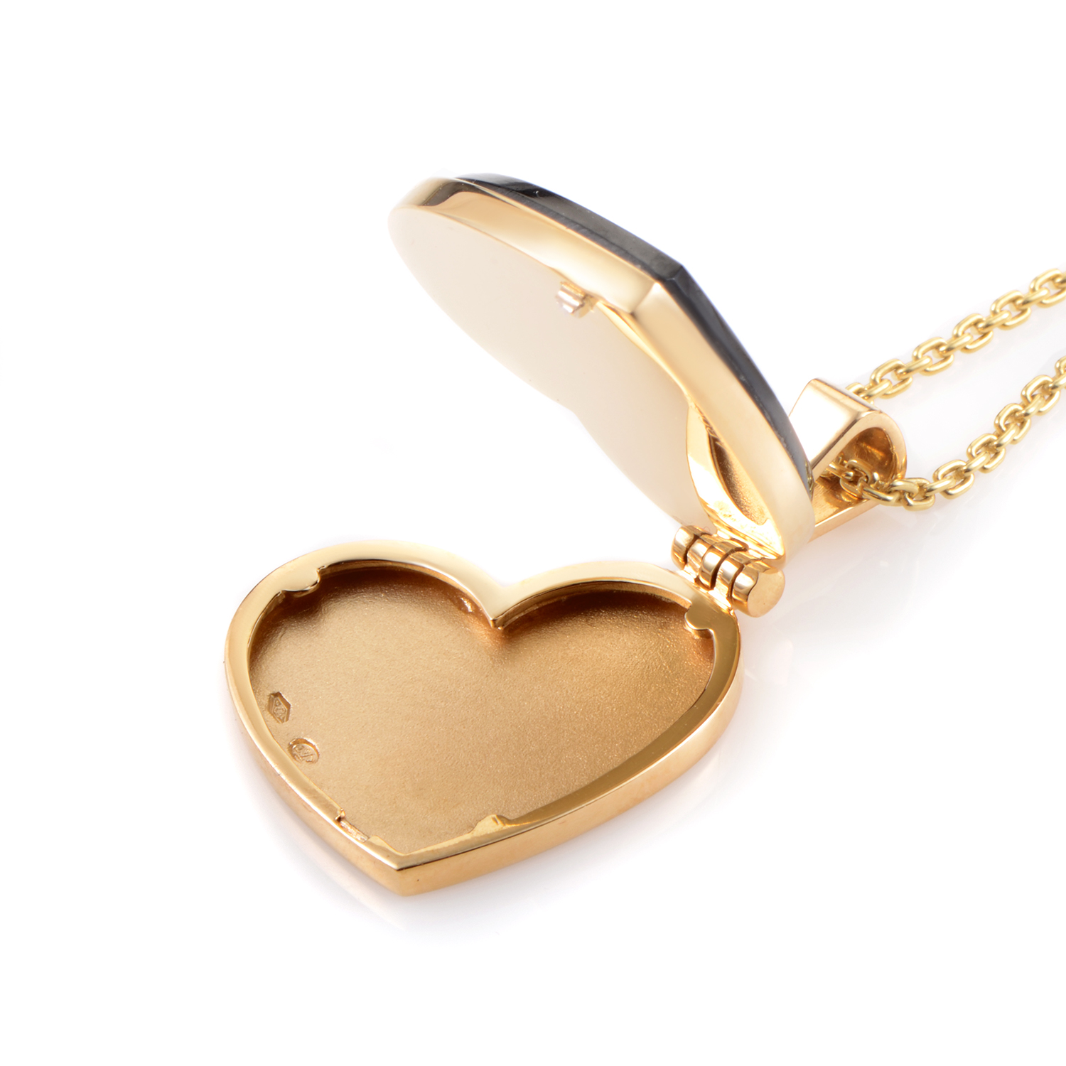 Estate Louis Vuitton 18K Yellow Gold Garnet Heart Locket Pendant Necklace | Luxury Bazaar | www ...