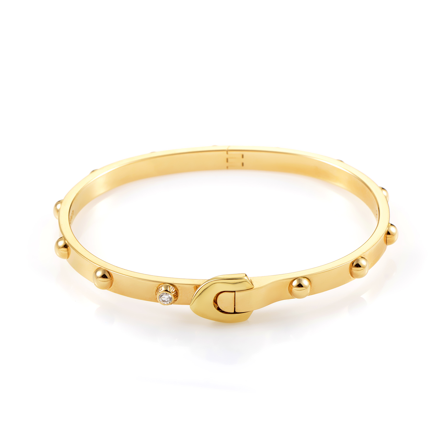 Estate Louis Vuitton Women&#39;s 18K Yellow Gold Diamond Buckle Bangle Bracelet | Luxury Bazaar ...