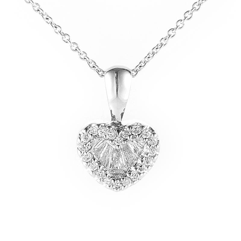 ... Jewelry Pendants Sweet 18K White Gold Diamond Heart Pendant Necklace