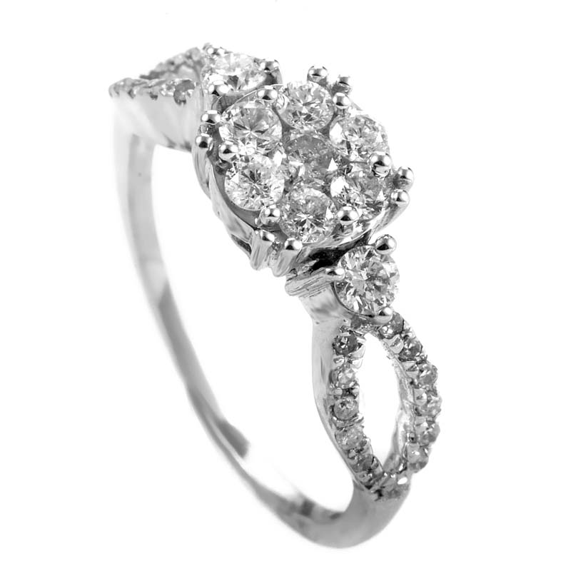 Details about 14K White Gold Diamond Pave Promise Ring SVR07579W