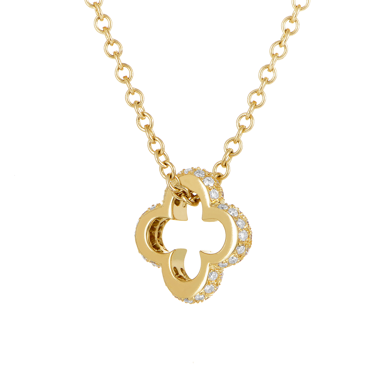 Mouawad 18K Yellow Gold Diamond Quatrefoil Pendant Necklace eBay