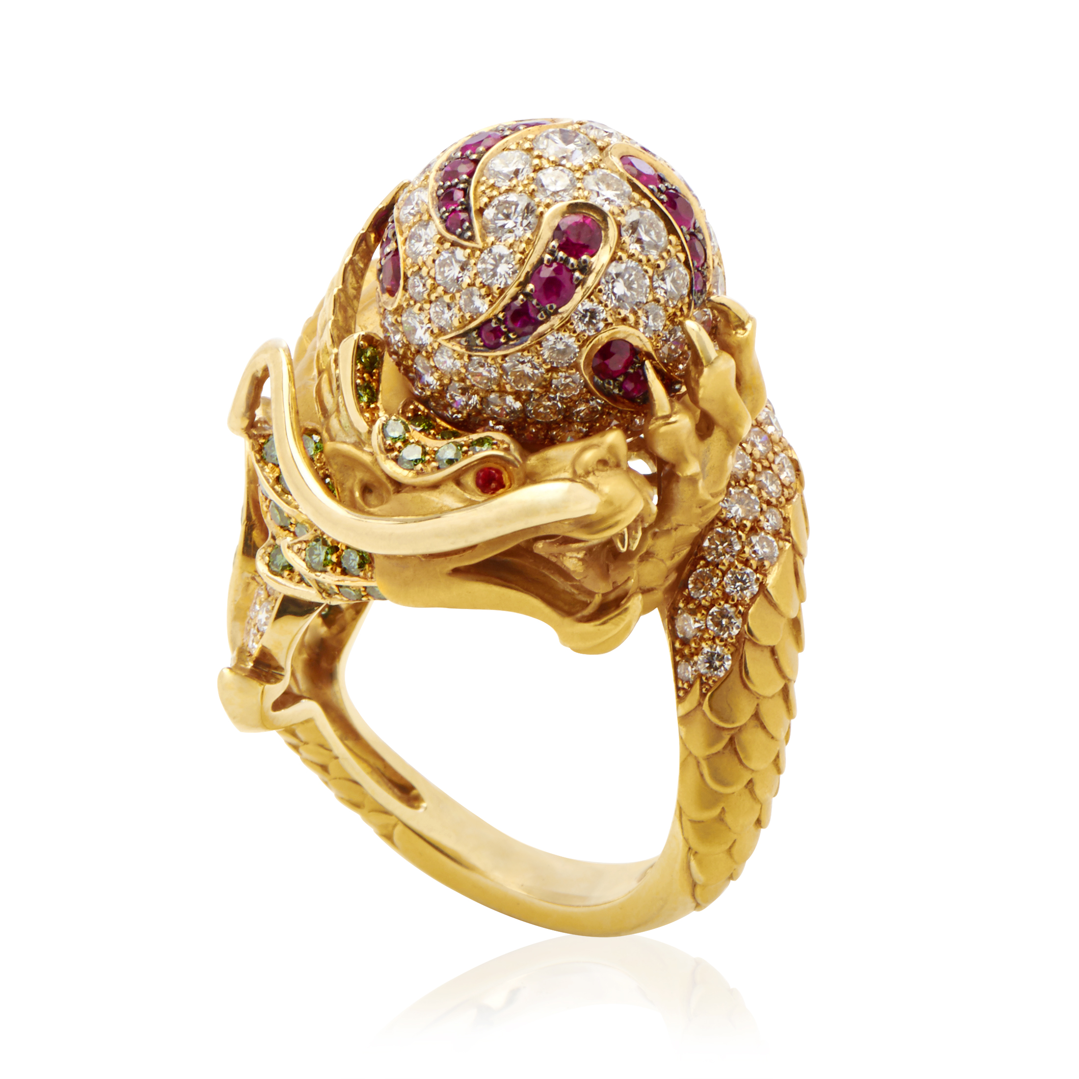 Magerit Women's 18K Yellow Gold MultiDiamond & Gemstone Dragon Ring