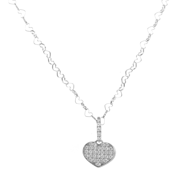 ... about Nanis 18K White Gold Diamond Pave Heart Pendant Necklace BL57
