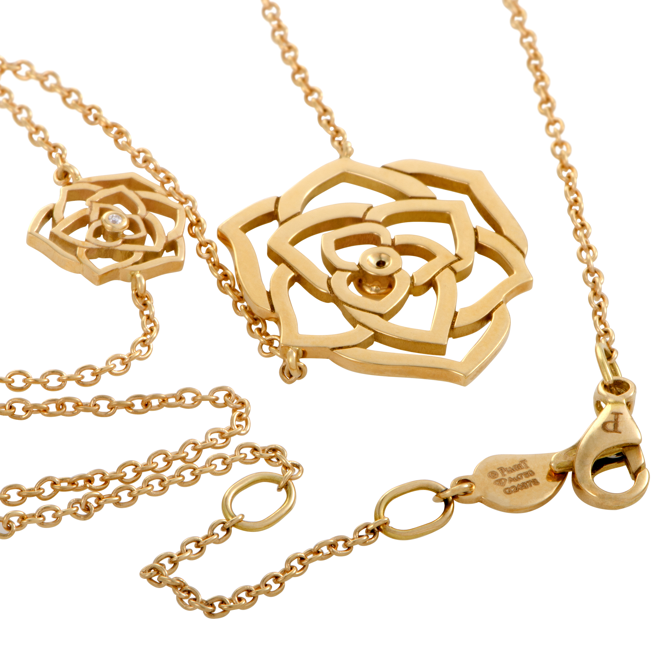 Piaget Womens 18K Rose Gold Diamond Rose Pendant Necklace eBay