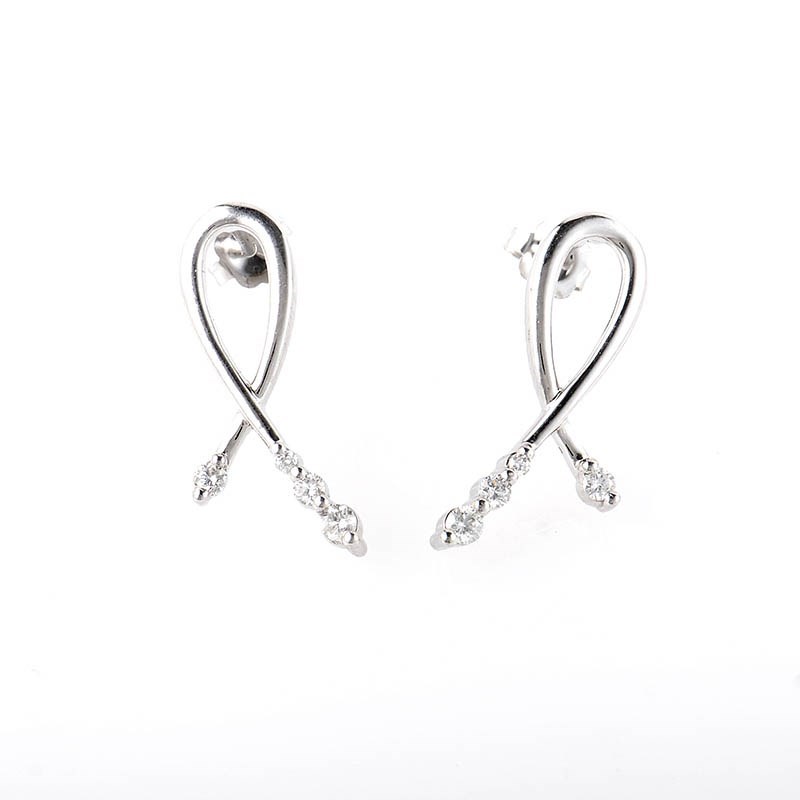Home Jewelry Earrings 14K White Gold Diamond Loop Earrings