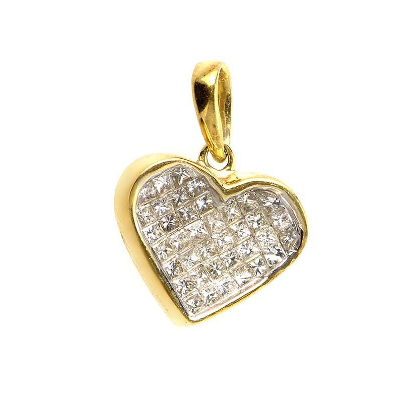 Home Jewelry Pendants 14K Yellow Gold Diamond Heart Pendant