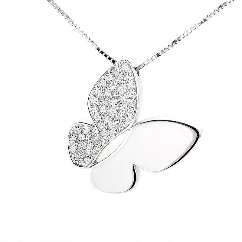 Home Jewelry Salvini 18K White Gold Diamond Butterfly Necklace