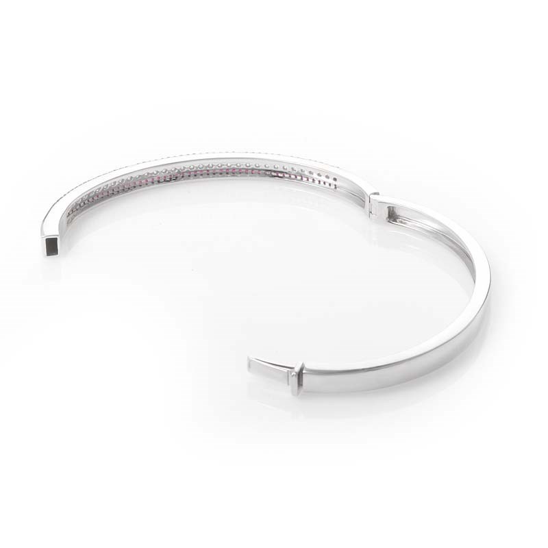 Salvini 18K White Gold Diamond  Ruby Bangle Bracelet