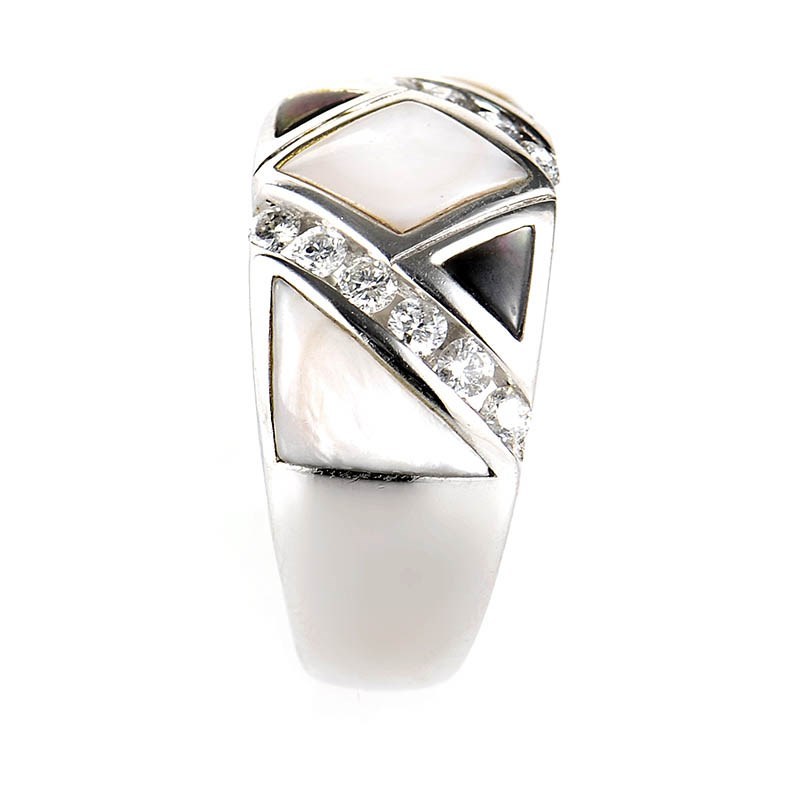 Rings 14K White Gold Mother of Pearl  Diamond Ring