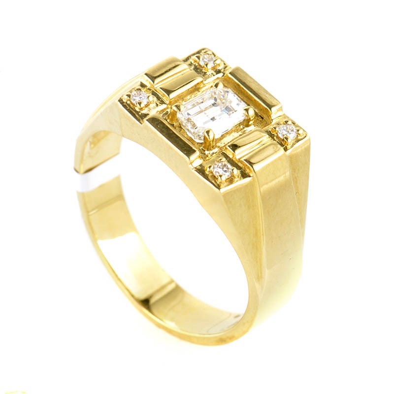 Home Jewelry Rings 14K Yellow Gold Men's Square Diamond Ring