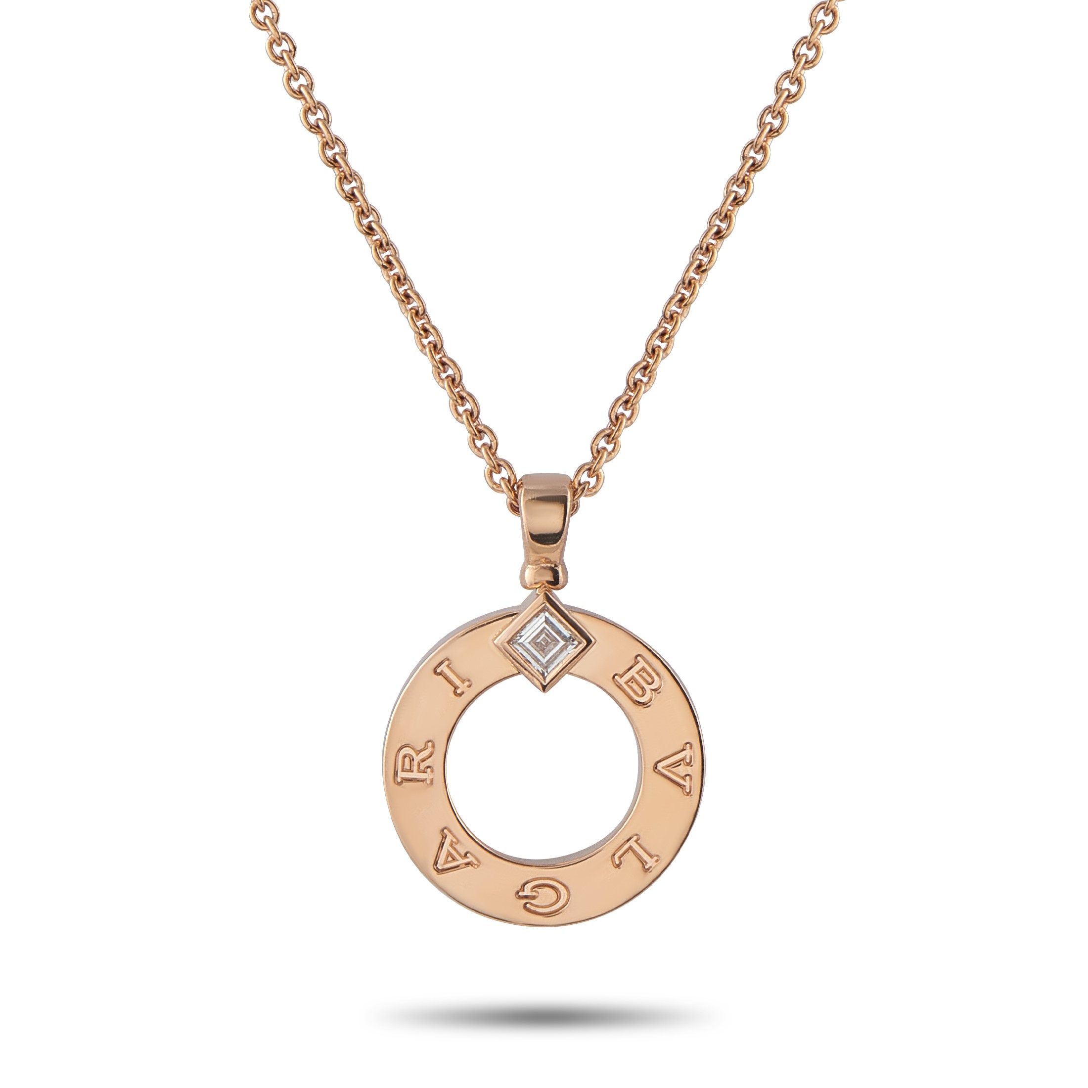 Bvlgari 18K Rose Gold Diamond Pendant Necklace BV14-031326