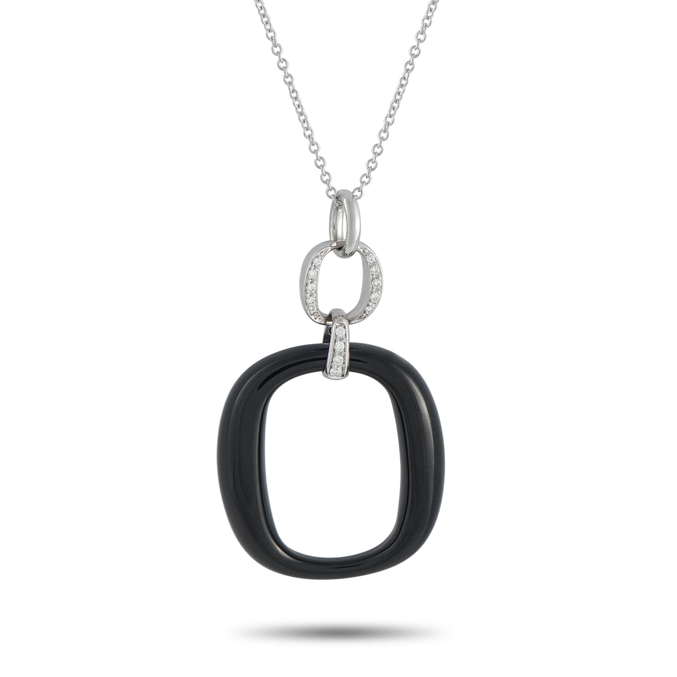 Damiani 18K White Gold Diamond and Onyx Necklace #5180