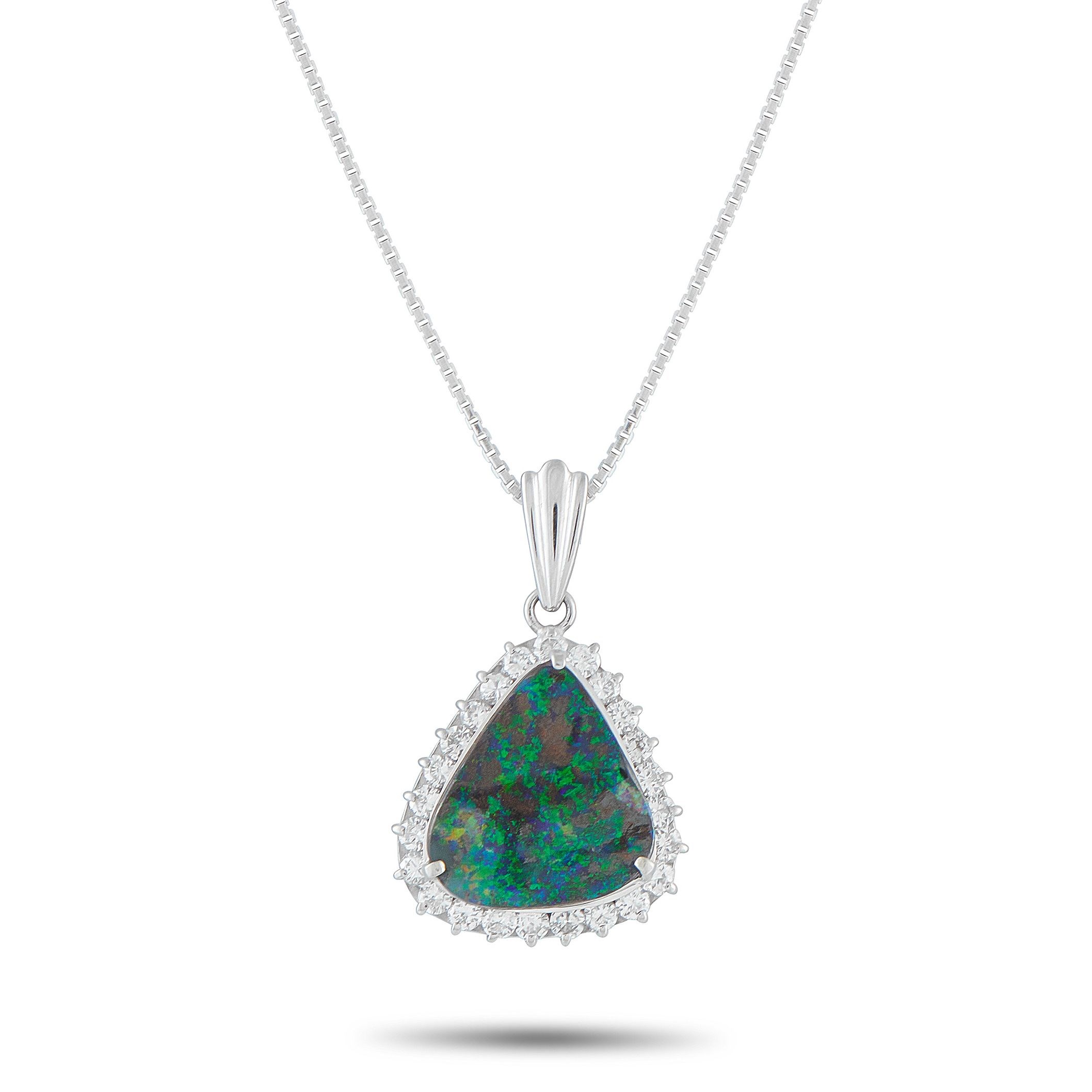 Platinum 0.60ct Diamond and Opal Necklace