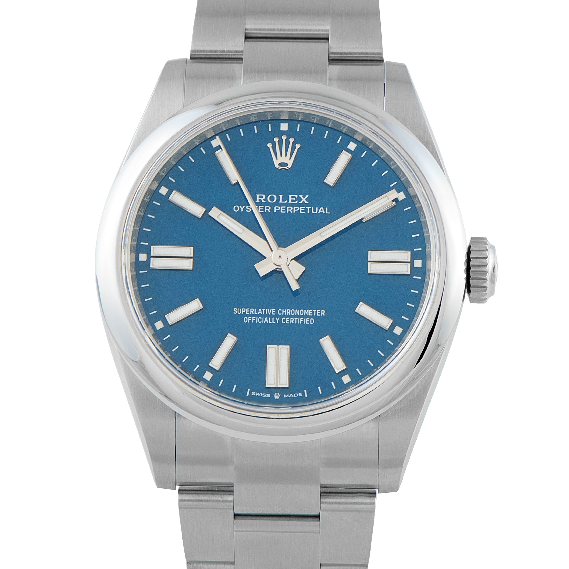 Rolex Oyster Perpetual 41 Med Blue Dial Steel Watch 124300