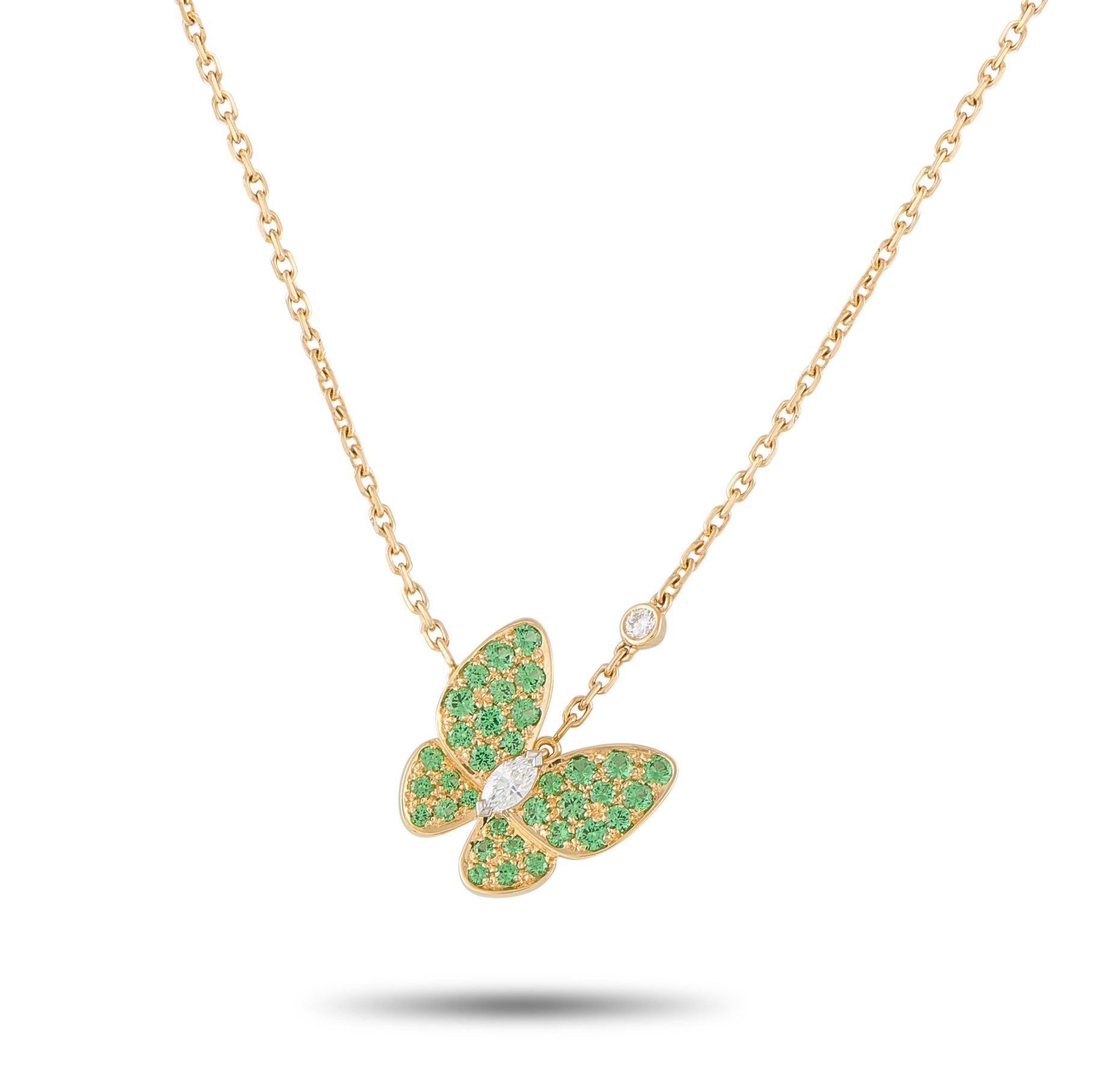 Van Cleef & Arpels Two Butterfly 18K Yellow Gold Diamond and Sapphire Necklace VC04-122625